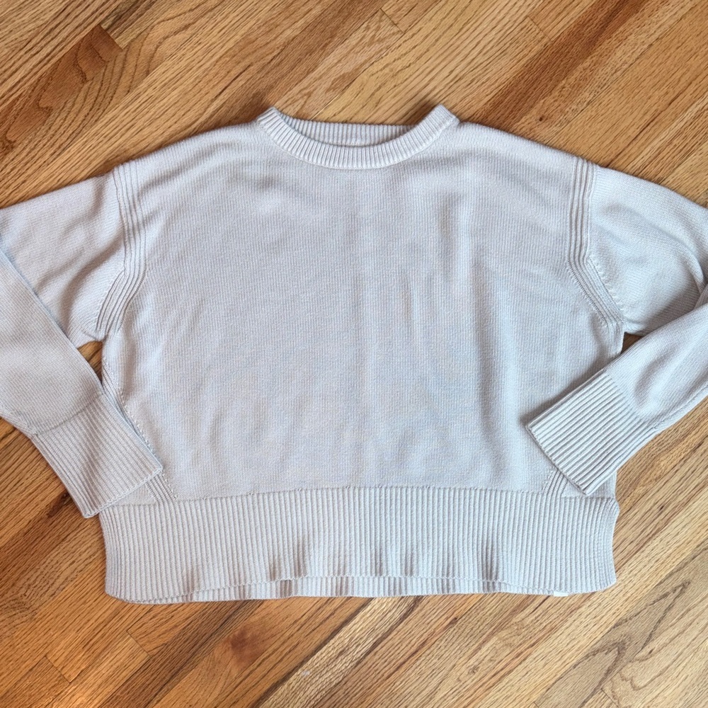 Lululemon small boxy Cropped Crewneck Sweater in Light Beige